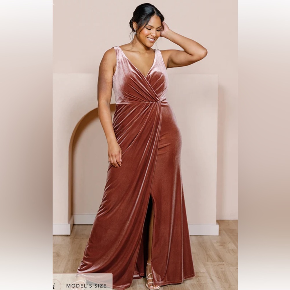 Revelry Blair Velvet Bridesmaid Dress (terracotta)